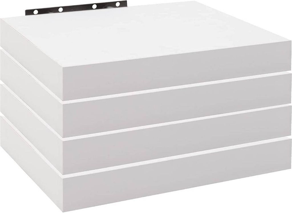 WOLTU 4er-Set Wandregal Wandboard Bücherregal Regale für Deko Wandablagen aus MDF Hängeregal Weiß 30x23x3,8 cm