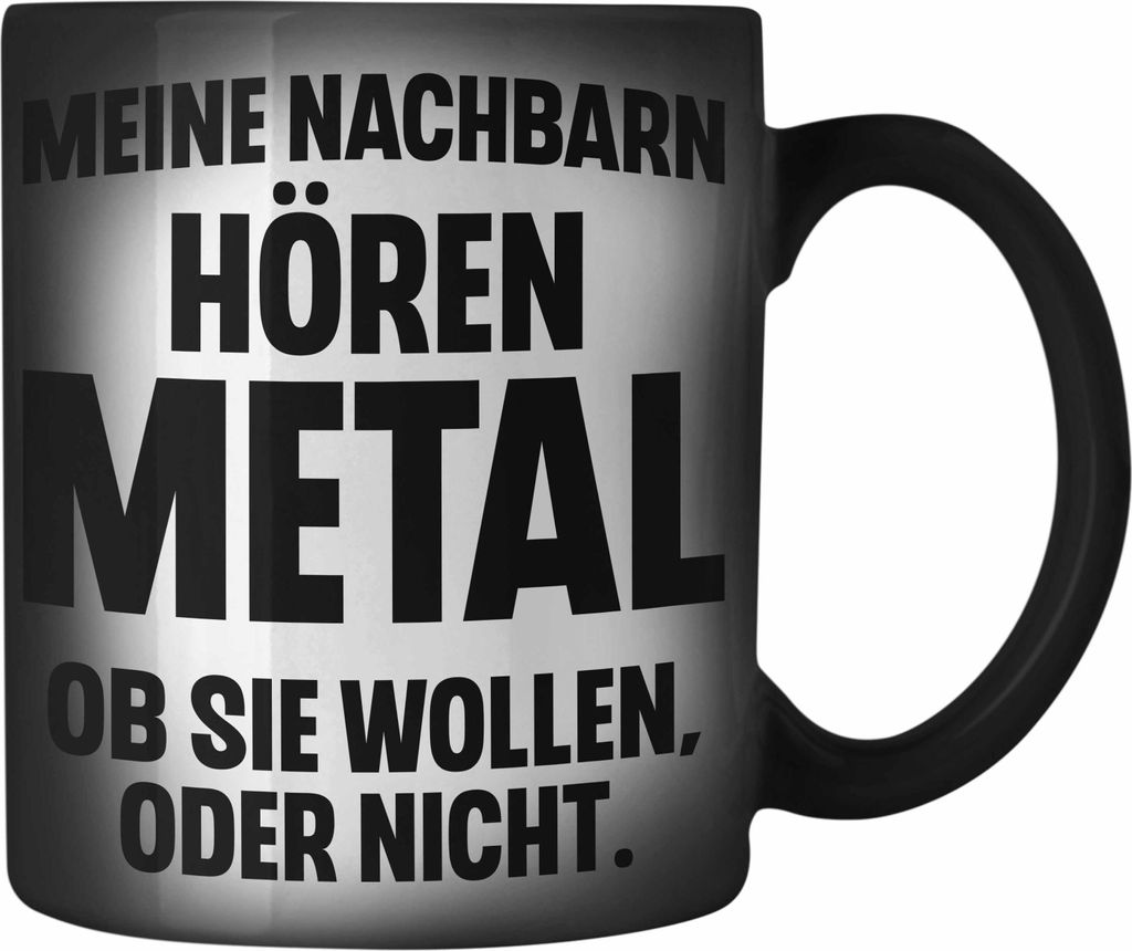 Trendation - Heavy Metal Geschenke Rockmusik Geschenk Farbwechsel Zauber-Tasse Lustig Deko (Schwarz)
