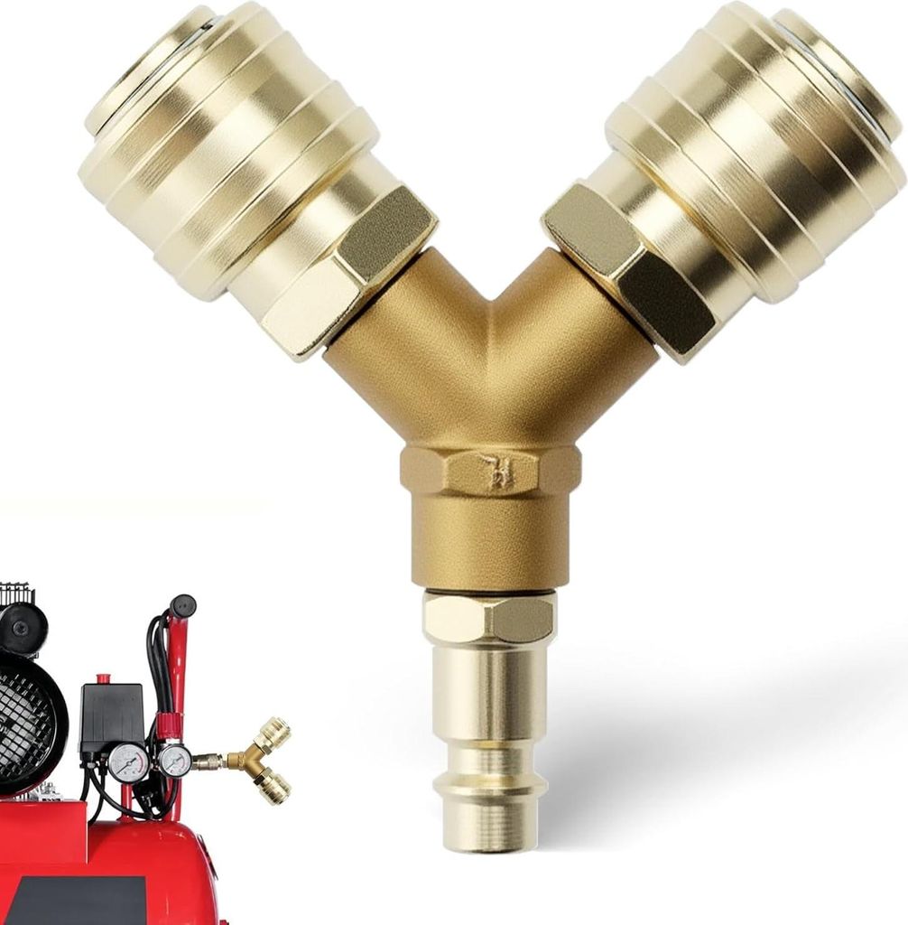 2-fach Druckluftverteiler mit Schnellkupplungen NW 7.2 1/4 AG - Messing
