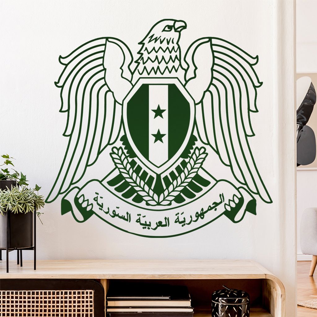 Syrien Wappen Wandtattoo Wandaufkleber Wall Sticker - Dekoration, Küche, Wohnzimmer, Schlafzimmer, Badezimmer