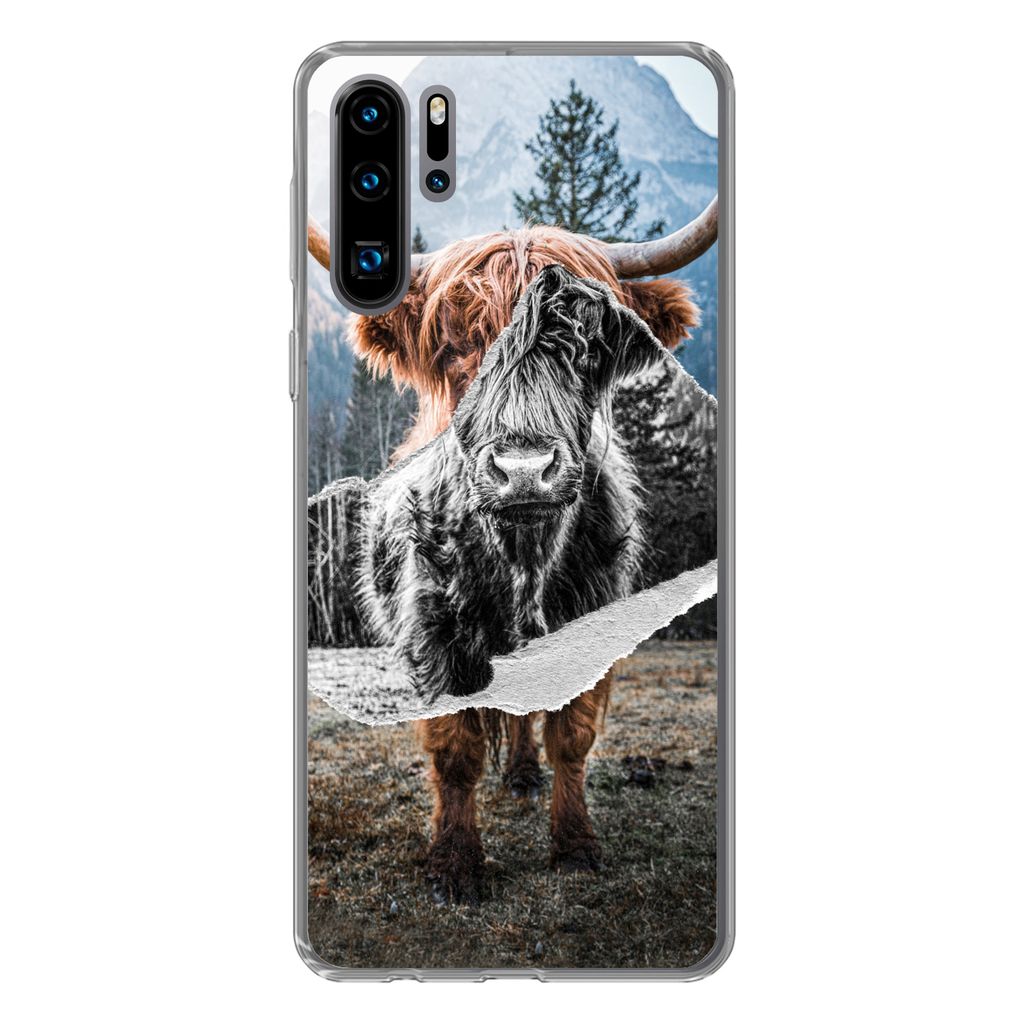 MuchoWow Handyhülle Schutzhülle Hülle für Huawei P30 Pro Schottischer Highlander - Kuh - Tiere Silikon Softcase Handy Hülle - Schutzdeckel