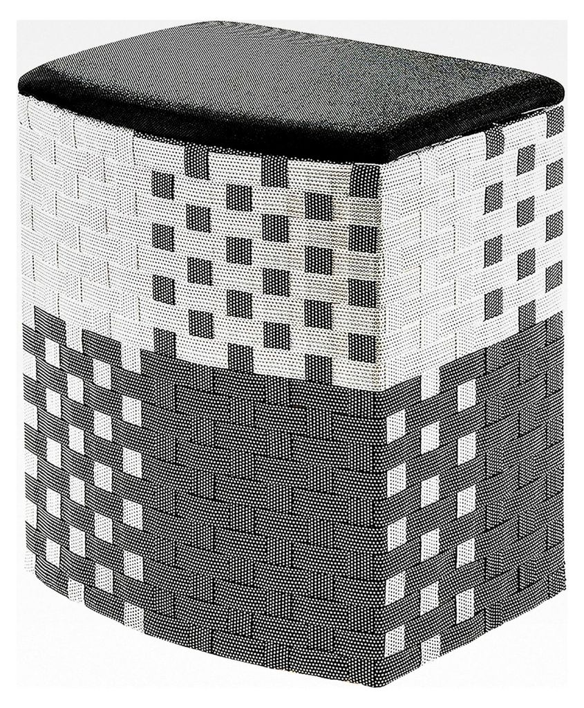 Wäschebehälter Wäschesammler Wäschekorb - Nylon - schwarz-weiß - 44x32x52 cm