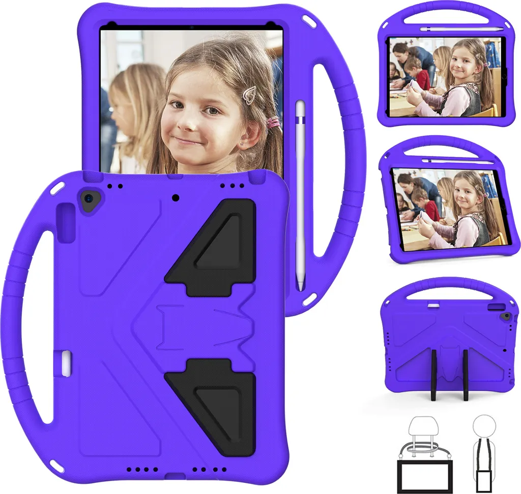 Regalo Perfetto: Custodia iPad 10.2 Viola Bambini - Divertimento Sicuro