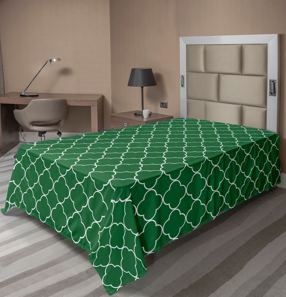 ABAKUHAUS Quatrefoil Bettlaken, Vierblättriges Kleeblatt Auf Marokkoem Mosaik Muster Traditionellem Digital Druck, weiches bequemes oberes Bettlak...