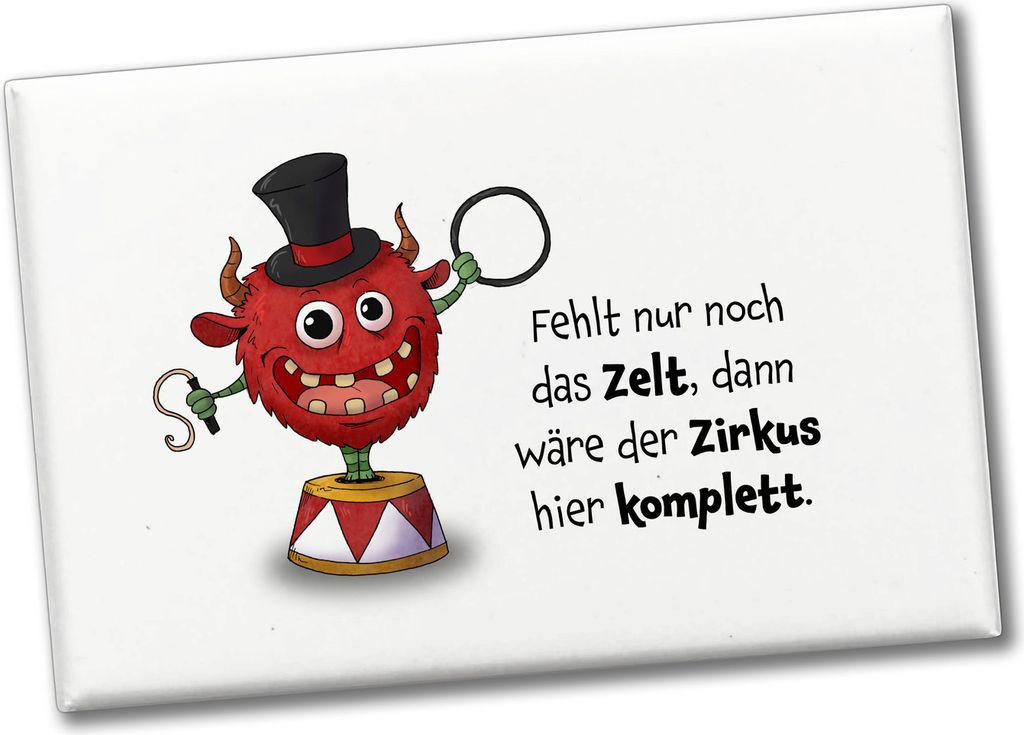 Freches Monster in rot Souvenir Souvenir Magnet mit lustigem Spruch