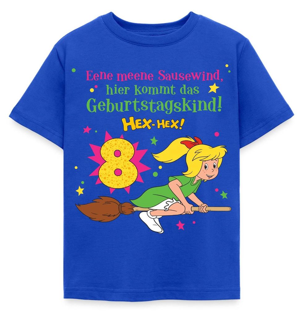 Spreadshirt Bibi Blocksberg Geburtstagsdesign 8 Jahre Kinder T-Shirt, 110/116 (5-6 Jahre), Royalblau