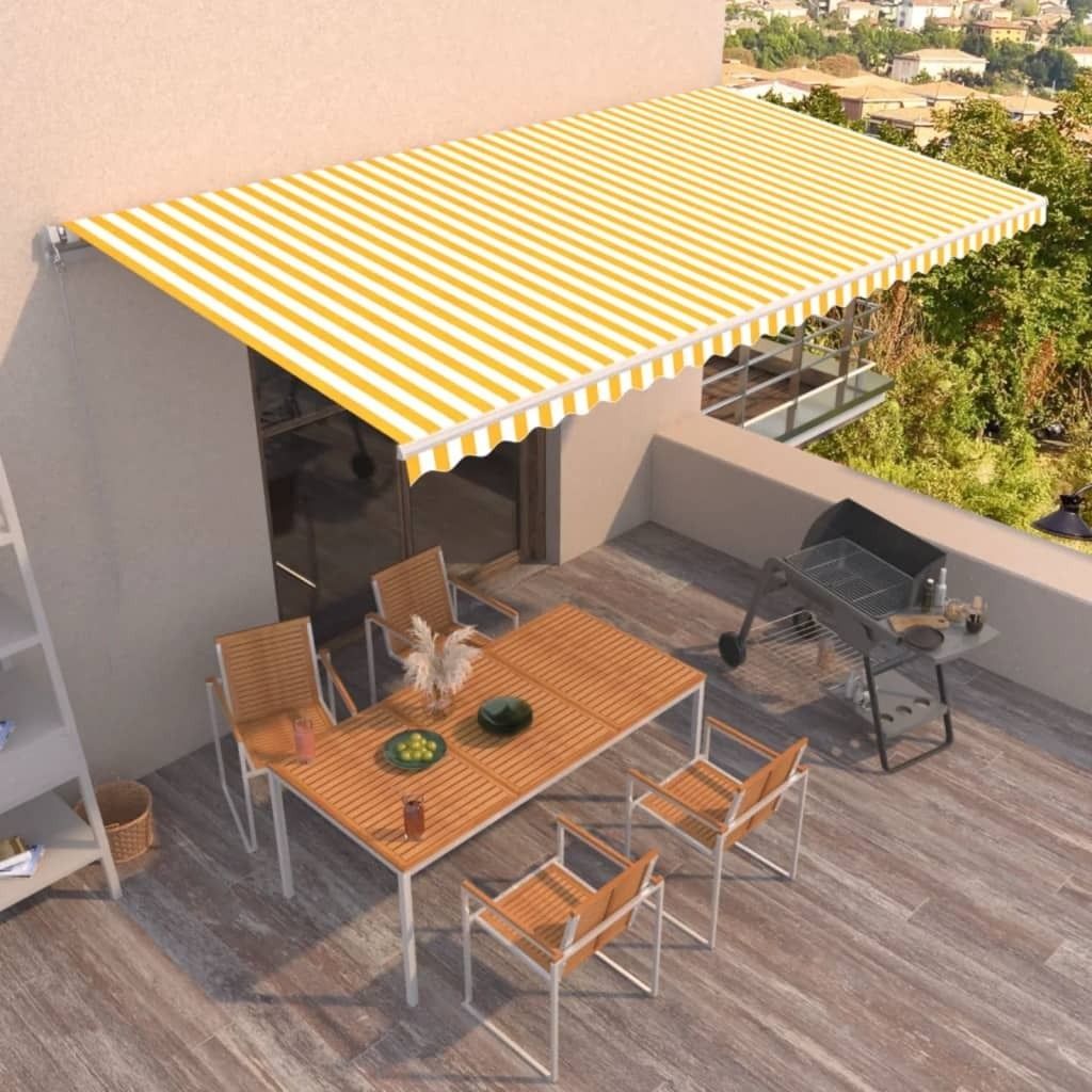 The Living Store Gelenkarmmarkise Einziehbar 600x350 cm Gelb und Weiß