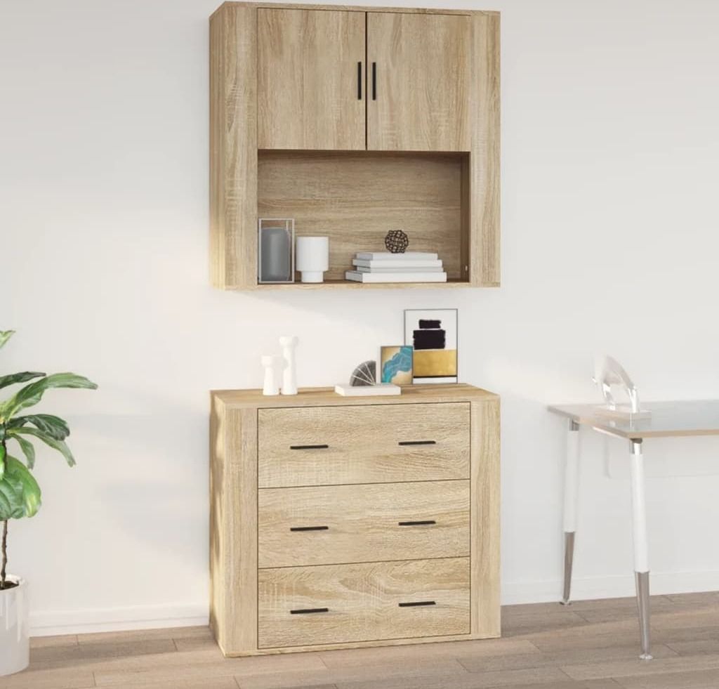 The Living Store Wandschrank Sonoma-Eiche 80x33x80 cm Holzwerkstoff
