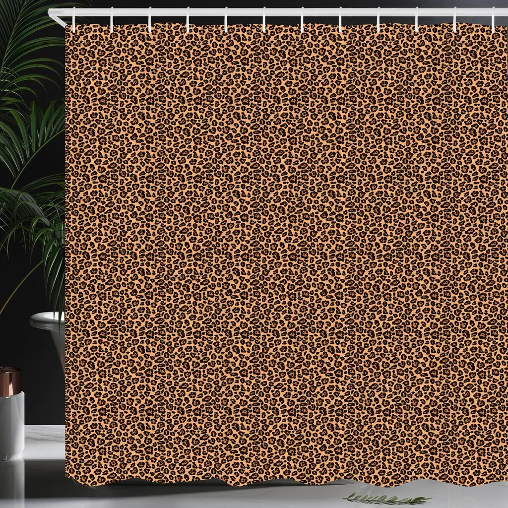 Tenda da doccia in tessuto leopardato colorato per bambini, ragazzi, ragazze, safari, ghepardo, impermeabile, con 12 ganci animali selvatici