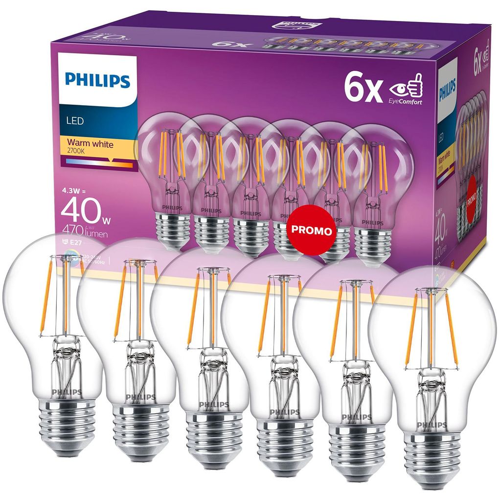 Philips Żarówka, 4 W, 40 W, E27, 470 lm, 15000 h, Ciepłe Zdjęcie produktu 
