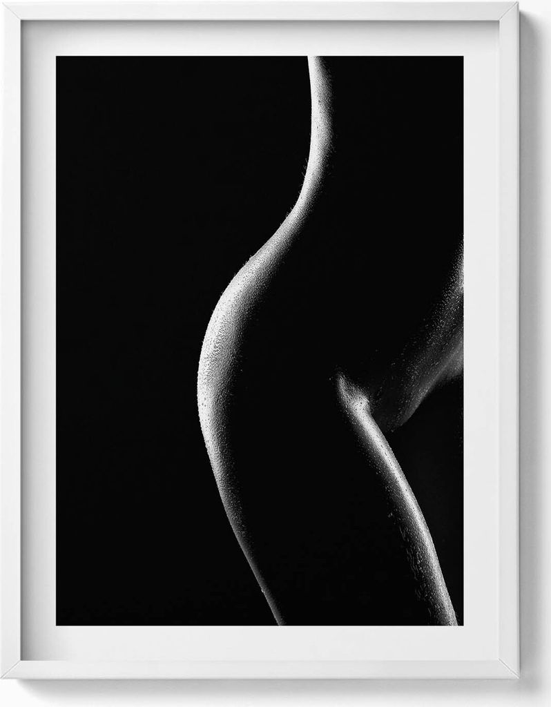 Menschlicher Körper - sinnliche Silhouette einer Frau– Wandbild mit Rahmen – Gerahmtes Bild – Wanddekoration – 60x80 cm – Weiß Rahmen