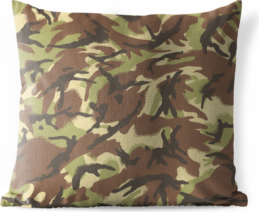 MuchoWow Outdoor Kissen - Camouflage-Muster in natürlichen Farben - 45x45 cm - Wetterfest - Lounge Kissen - Fotokissen - Dekoratives Kissen