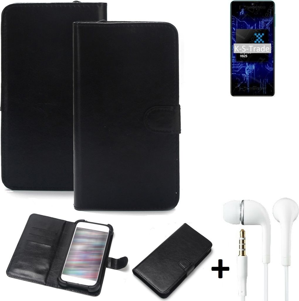 K-S-Trade Wallet Case Handyhülle kompatibel mit Samsung Galaxy F62 Schutzhülle Flip cover Flipstyle Tasche Hülle Flipcover Slim Bumper schwarz + in