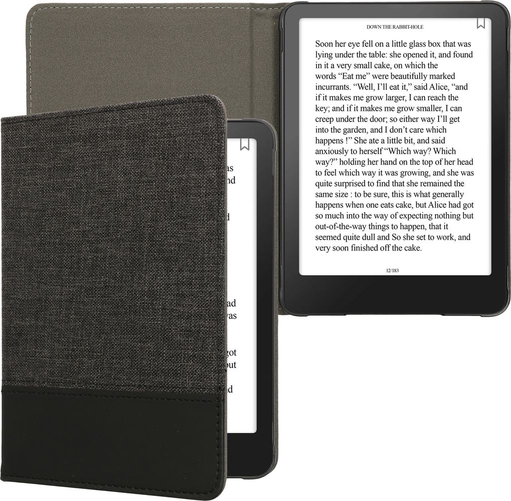 kwmobile Hülle kompatibel mit Amazon Kindle Paperwhite (2024)/Colorsoft - Canvas eReader Schutzhülle Cover Case - Anthrazit Schwarz