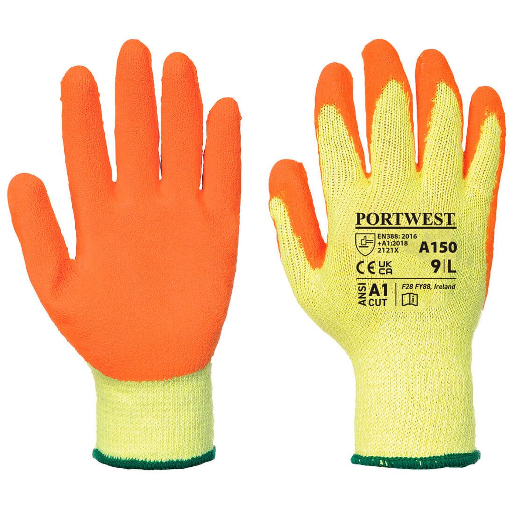Portwest A150 Klassischer Grip Handschuh Latex Orange Gr. S