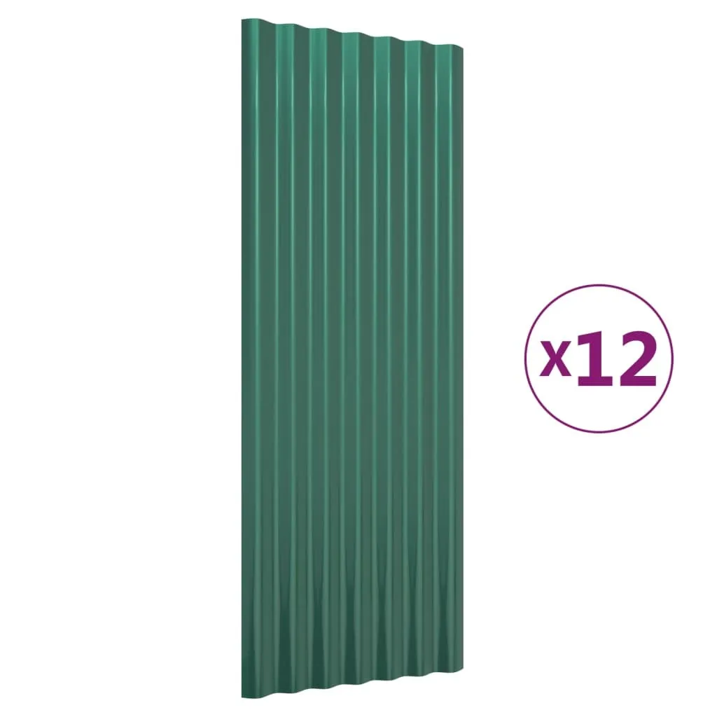 Toiture abri de jardin 12 panneaux acier galvanisé vert de 100x36 cm
