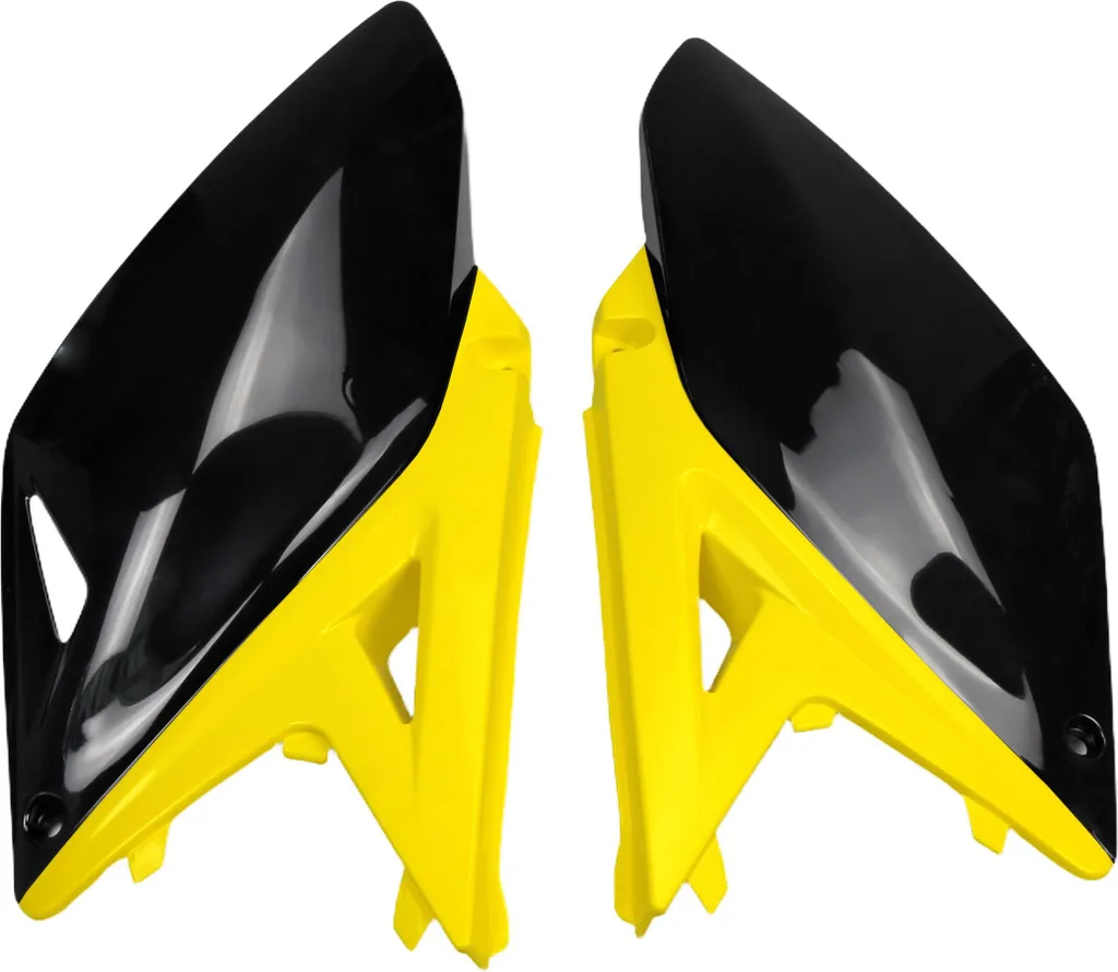 Ouïes de radiateur UFO PLAST robustes pour Suzuki RM-Z 250 Jaune Noir