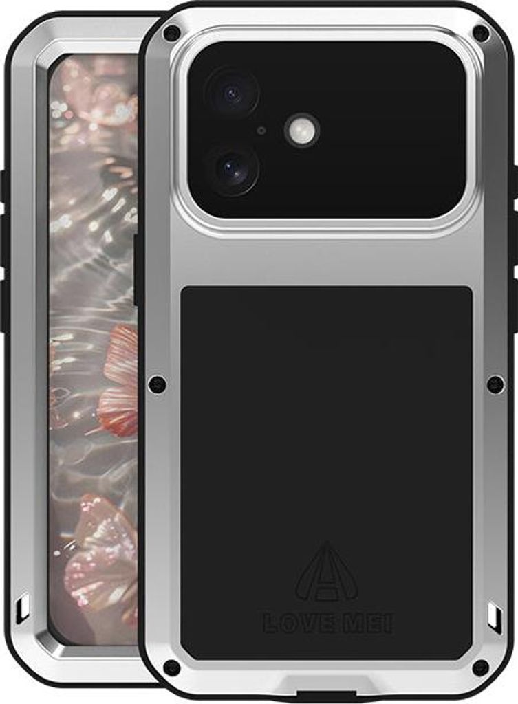 Handyhülle für iPhone 17, Love Mei Powerful mit Glas, Silbern