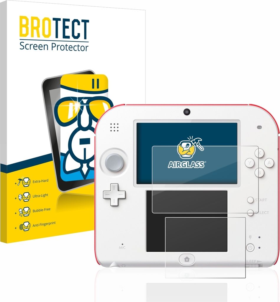 BROTECT Schutzglas für Nintendo 2DS Schutzfolie Panzer Folie Glas Display Schutz klar