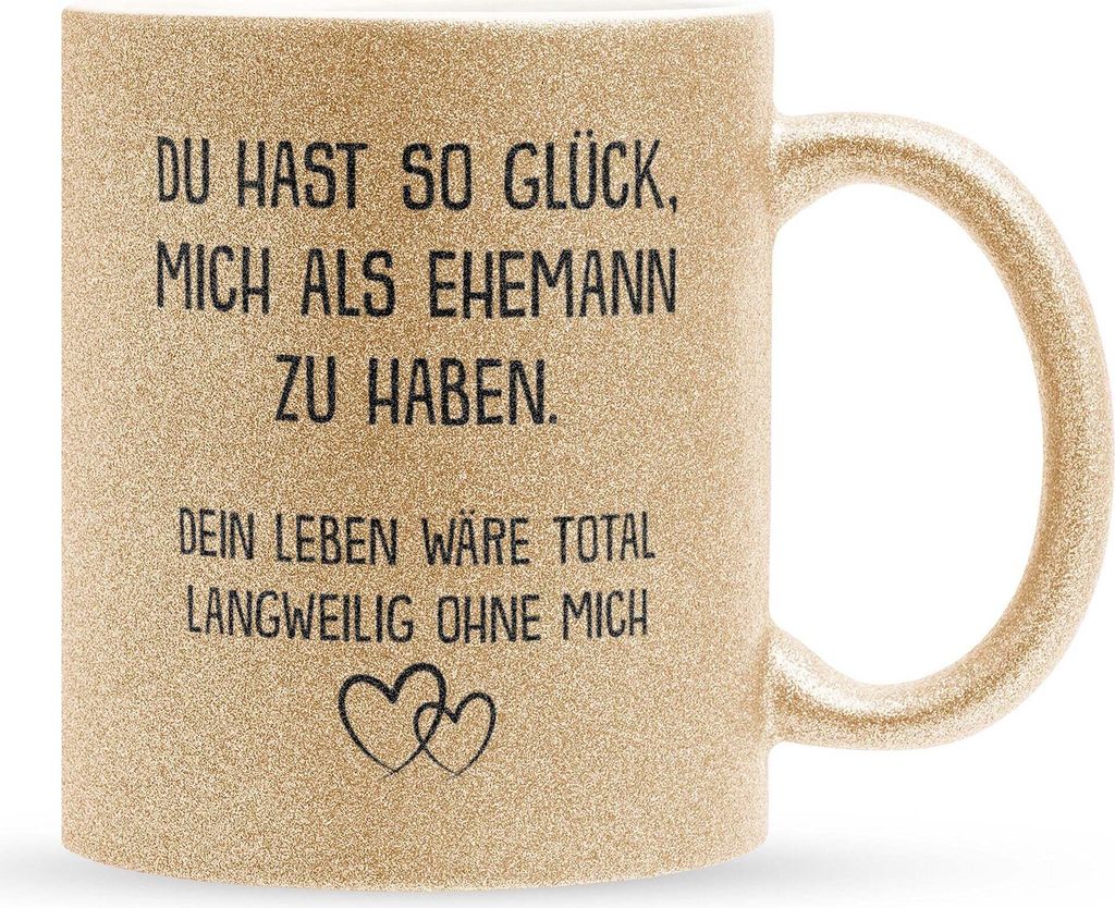 22Feels Glitzertasse Gold Ehefrau Geschenk Erster Hochzeitstag Kaffeetasse Frauen Hochzeitsjubiläum Valentinstag Weihnachten Ehepaar Geburtstag Ge...