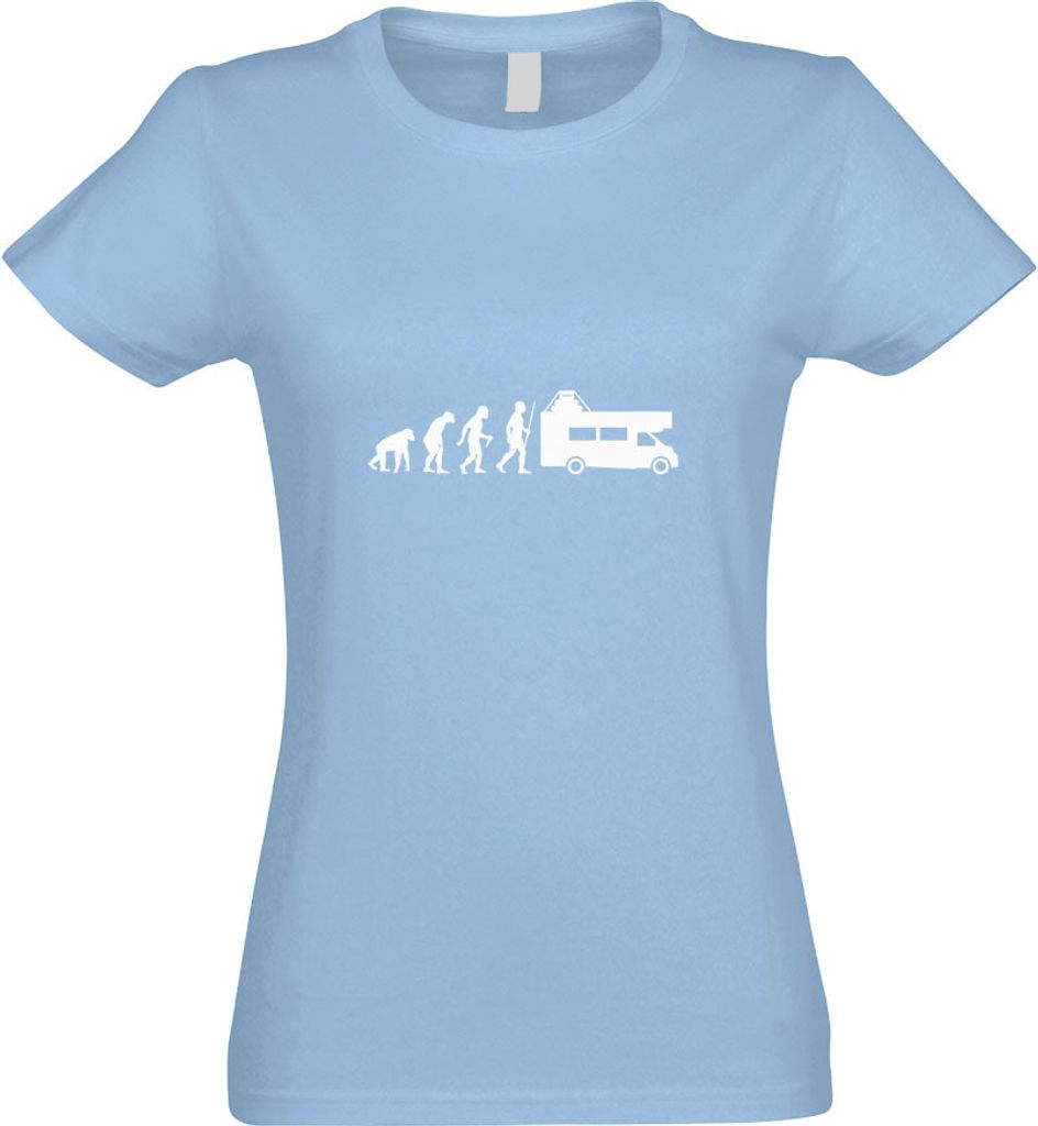 Kiwistar - T-Shirt tailliert - Damen - himmelblau - Wohnmobil Evolution - mit Motiv Bedruckt - Funshirt Design - Sport - Freizeit - Damen - XL