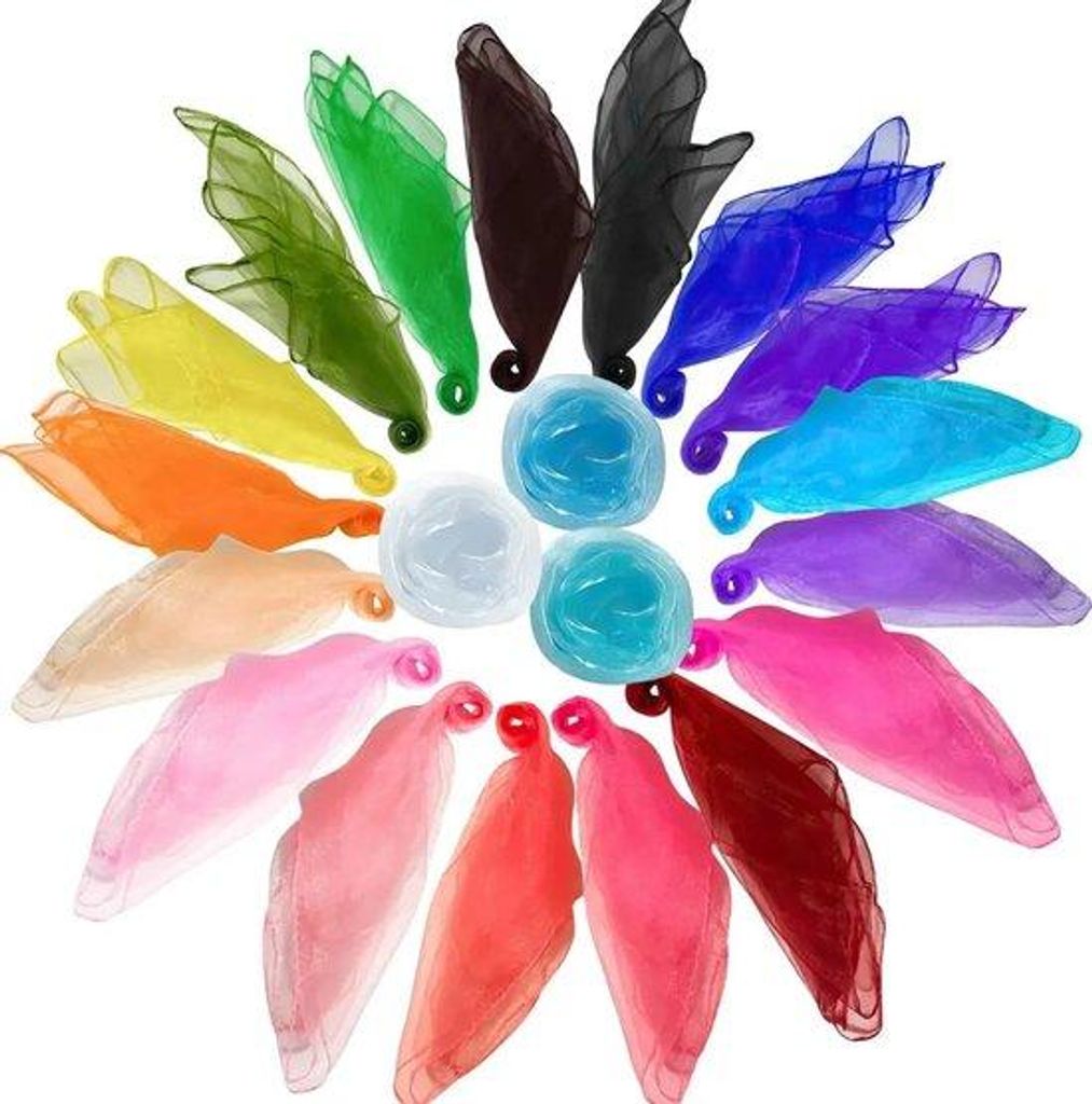 20 Tänzer-Schleifen, Chiffon-Schleifen, 20 verschiedene Farben, 60x60 cm, Tanzschleifen