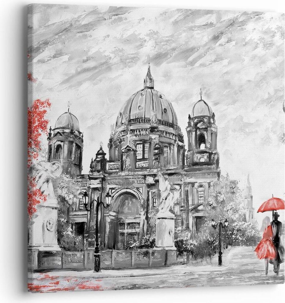 Bild auf Leinwand - Leinwandbild - Einteilig - Dom Berlin Liebespaar - 40x40cm - Wand Bild - Wanddeko - Wandbilder - Leinwanddruck - Bilder - Wandd...