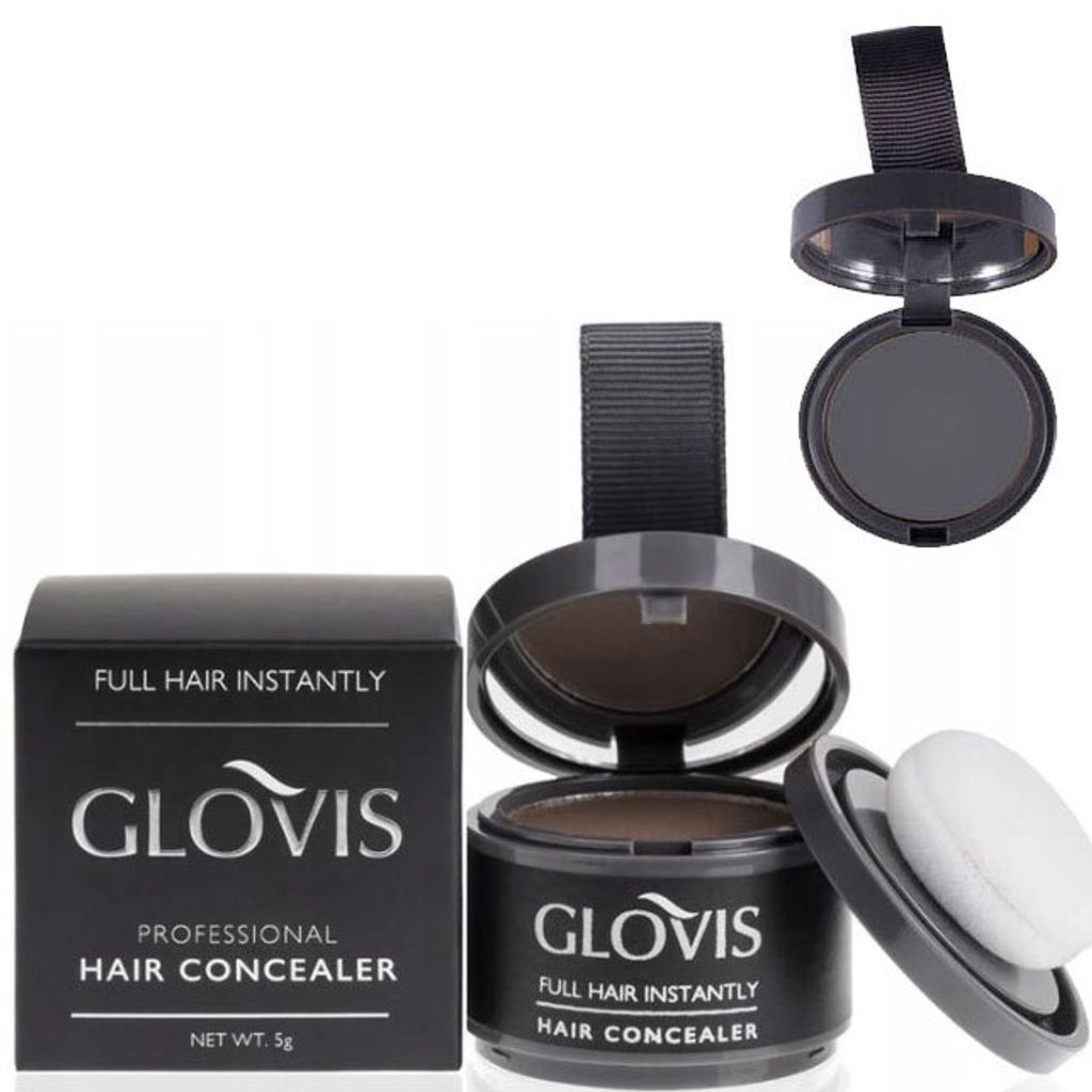 Glovis Haar Concealer GRAU - Ansatzpuder Haarverdichtungspuder Ansatz kaschieren Bartauffüllung