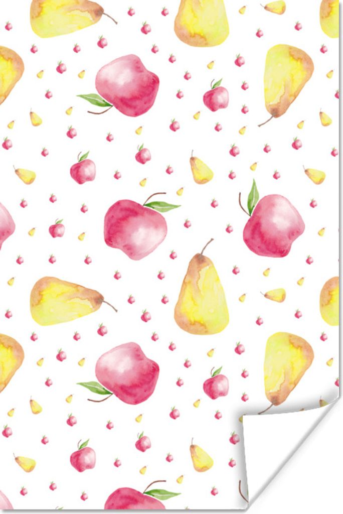 MuchoWow Poster Obst - Aquarell - Muster 20x30 cm - Papierdruck