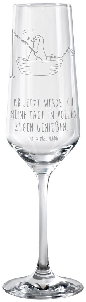 Mr. & Mrs. Panda Glas Pinguin Angelboot - Transparent - Geschenk, Kelchglas, Scheidung, Sektglas, Champagnerglas, Leben, Sektflöte, Trinkglas, Opt...
