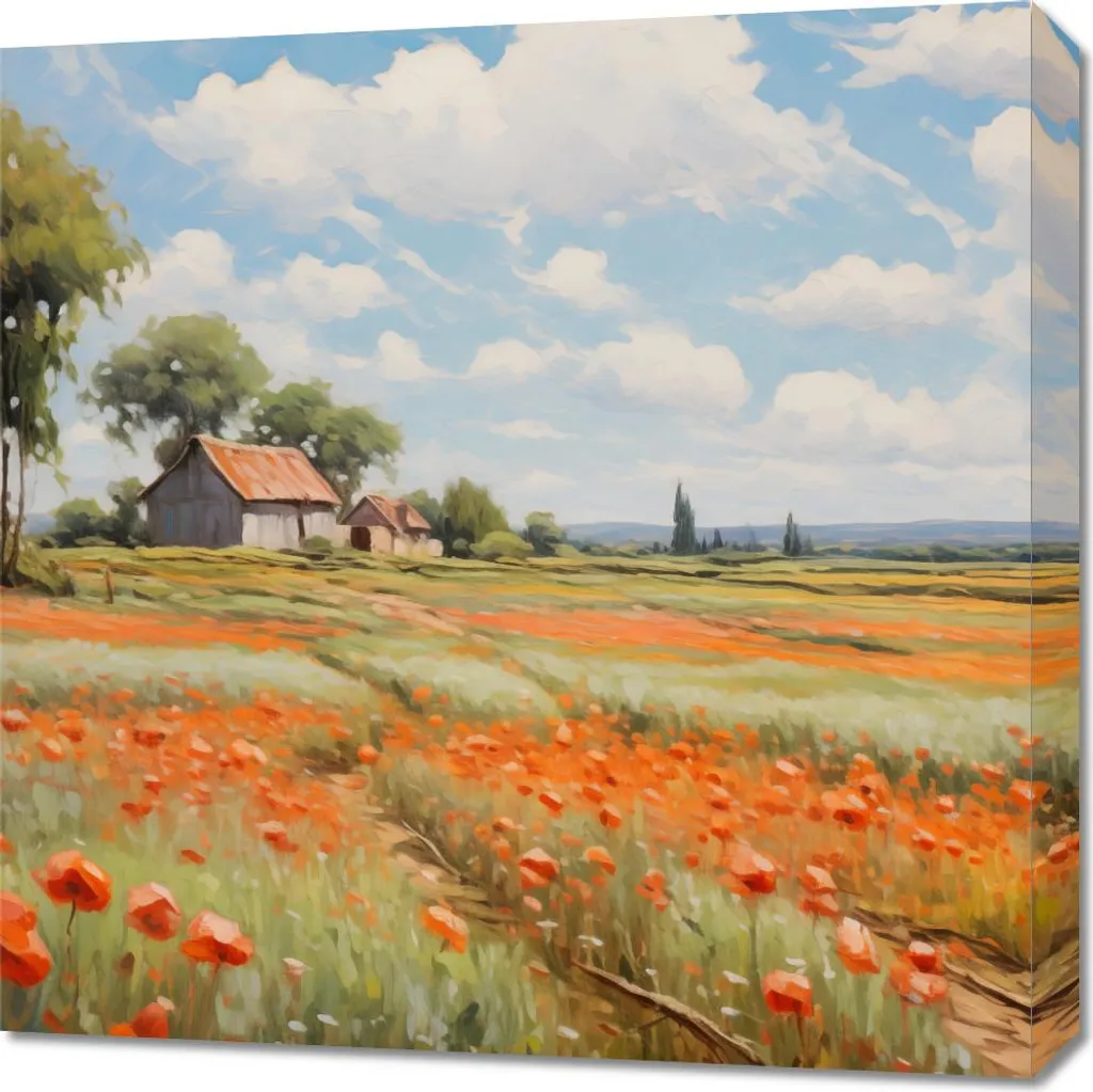 Image Champs de coquelicots 60 x 60 cm - Toile d'art aux couleurs vives