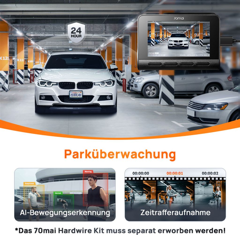 70mai Kamera do auta 4K A810 a zadní kamera RC12, HDR Obrázek produktu 5