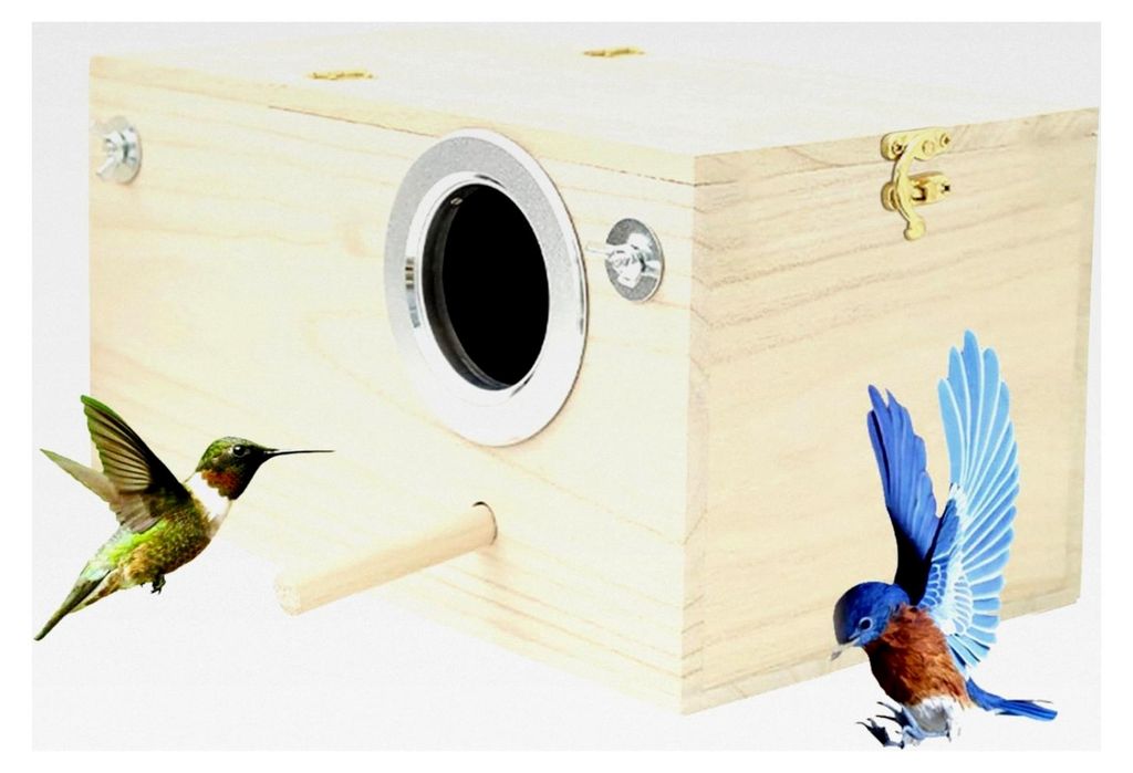 Nistkästen für Sittiche aus Holz - Nistkasten mit Sitzstangenständer für Papageien