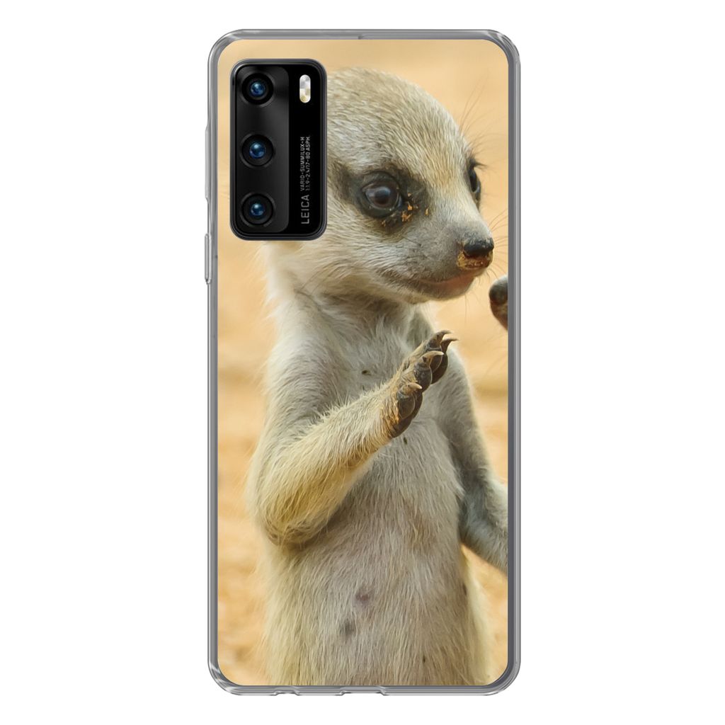 MuchoWow Handyhülle Schutzhülle Hülle für Huawei P40 Erdmännchen - Braun - Tier Silikon Softcase Handy Hülle - Handytasche