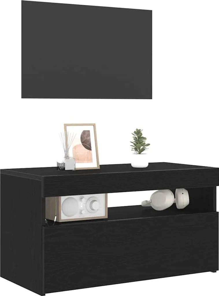 SYFAX™ Mobile TV Rovere Nero 75 x 35 x 40 cm Legno multistrato