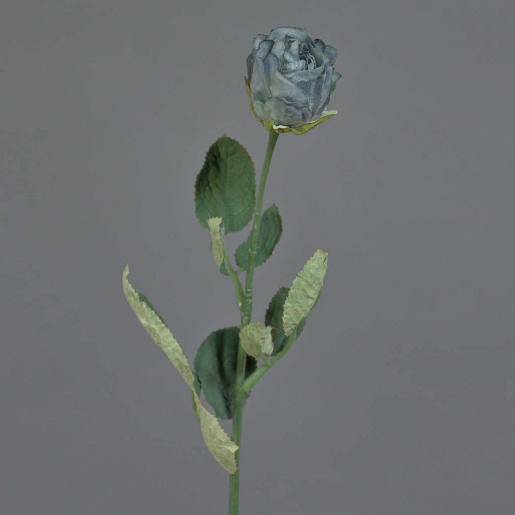 artplants.de Künstliche Rose Freida, Eco Collection, grau-hellblau, 60cm, Ø4cm - Kunstrose