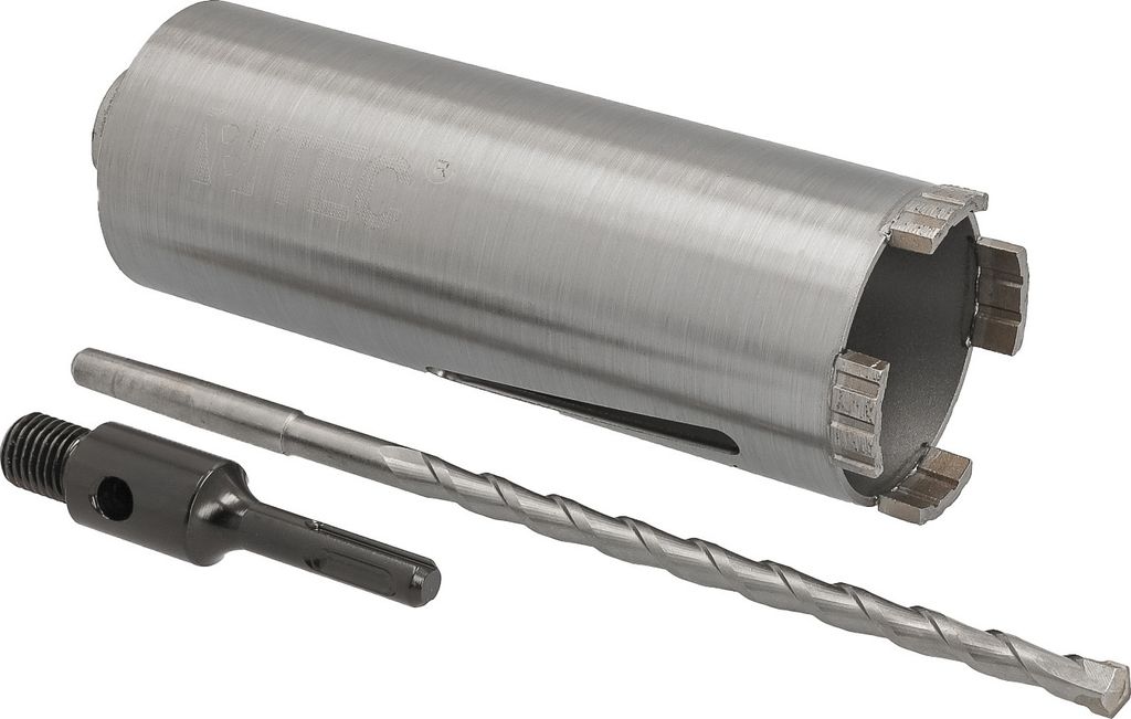 Diamantbohrkrone Ø 68 mm Nutzlänge 180 mm mit SDS+-Aufnahme 100 mm und Zentrierbohrer 240 mm Segmenthöhe 10 mm Diamant Bohrkrone Trockenbohrkron...