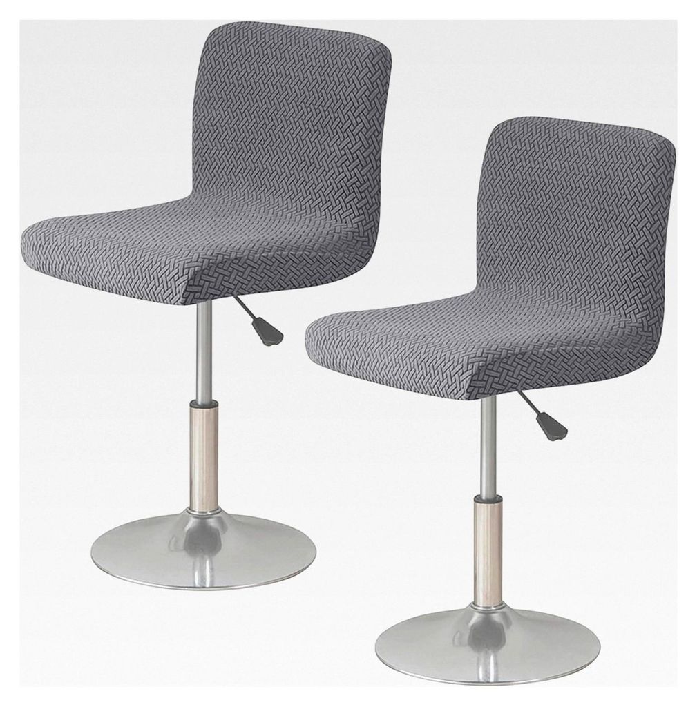 Barhocker-Schonbezüge mit Rückenlehnenbezug, Elastische Sitzbezüge für Bar-Drehstühle, Stretch-Stuhlbezug für kurze Drehstühle, Dunkelgrau (...