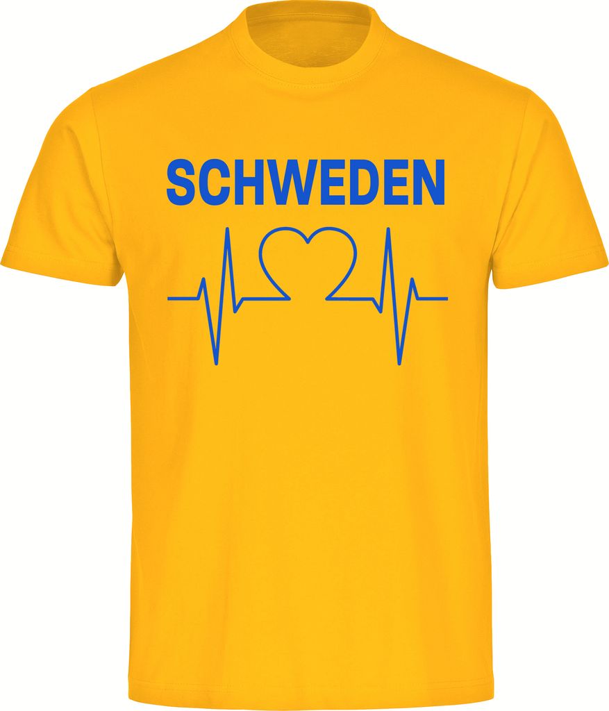 multifanshop Herren T-Shirt - Schweden - Herzschlag, gelb, Größe XXL
