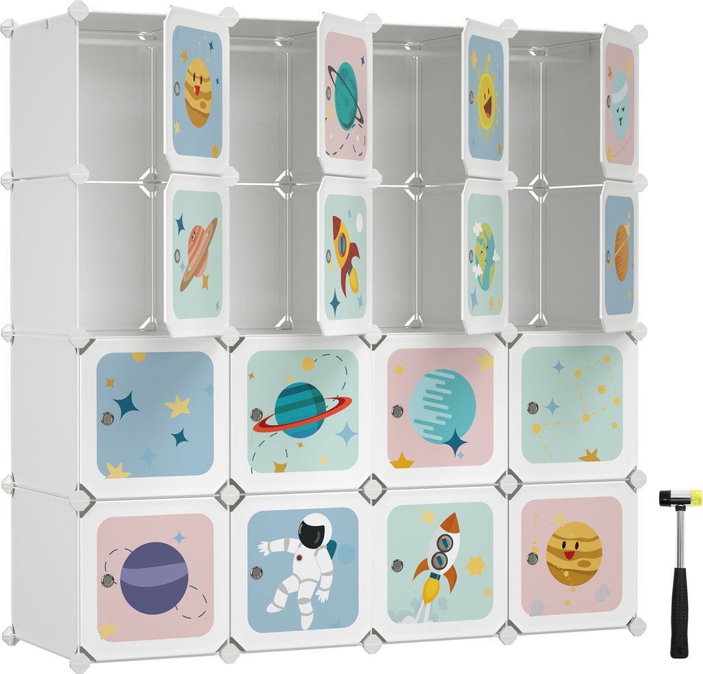 SONGMICS Kleiderschrank Kinderregal mit 16 Würfeln, 4 Produktbild 2