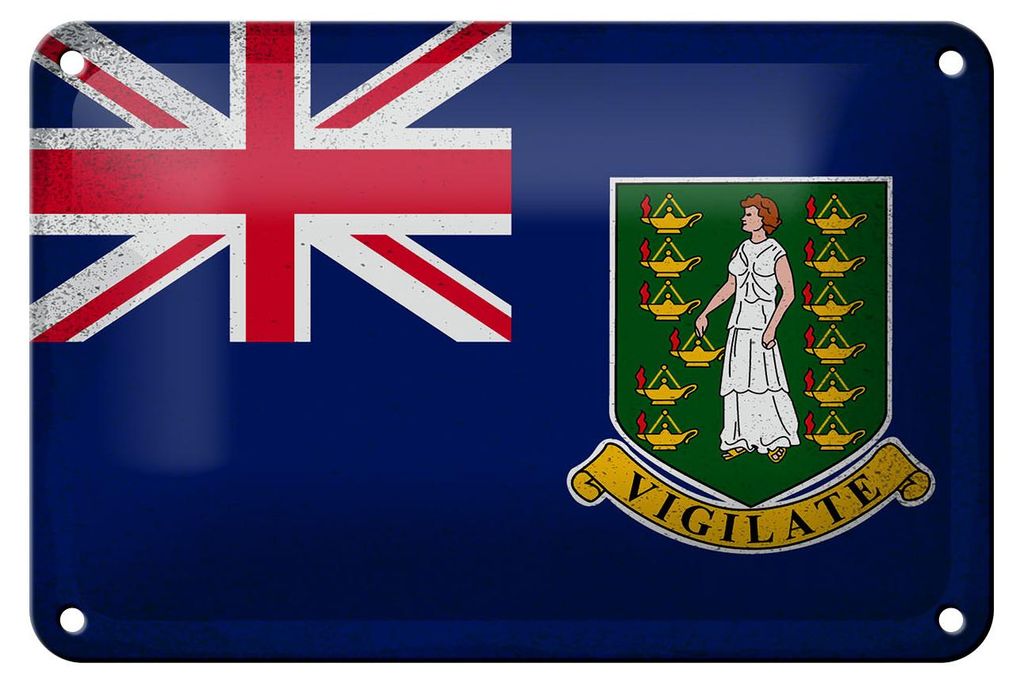 Blechschild Flagge Britische Jungferninseln 18x12cm Vintage