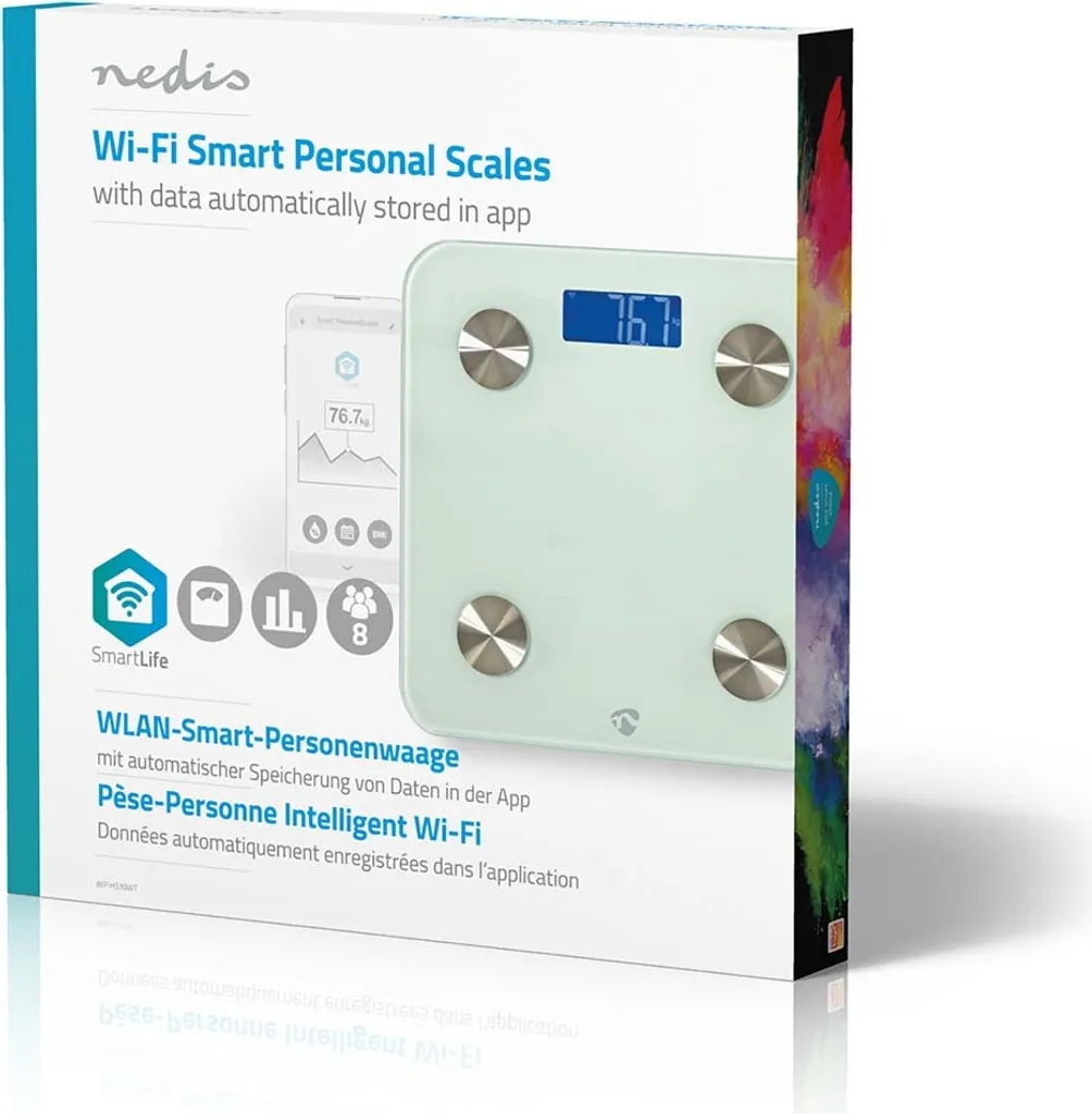 Balance Impédancemètre WLAN Nedis 8 Mémoires Verre Blanc iOS Android - 12