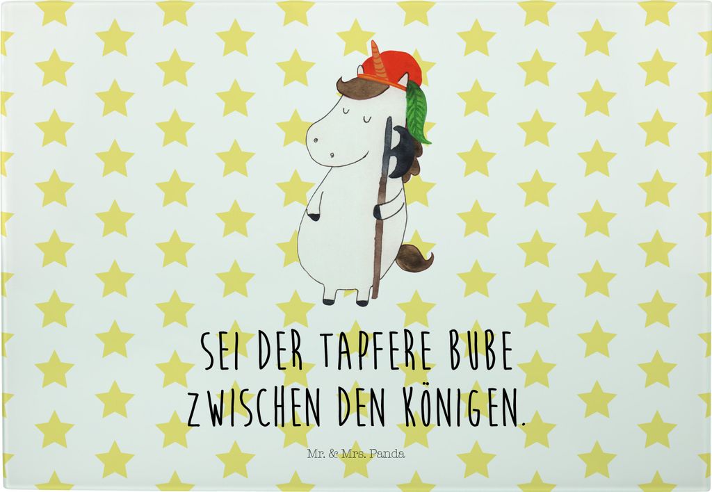 Mr. & Mrs. Panda Glas-Schneidebrett Einhorn Junge - Weiß - Geschenk, Frühstücksbrett, Unicorn, schneidbrett, Schneidebrett, Einhörner, Bube, Br...
