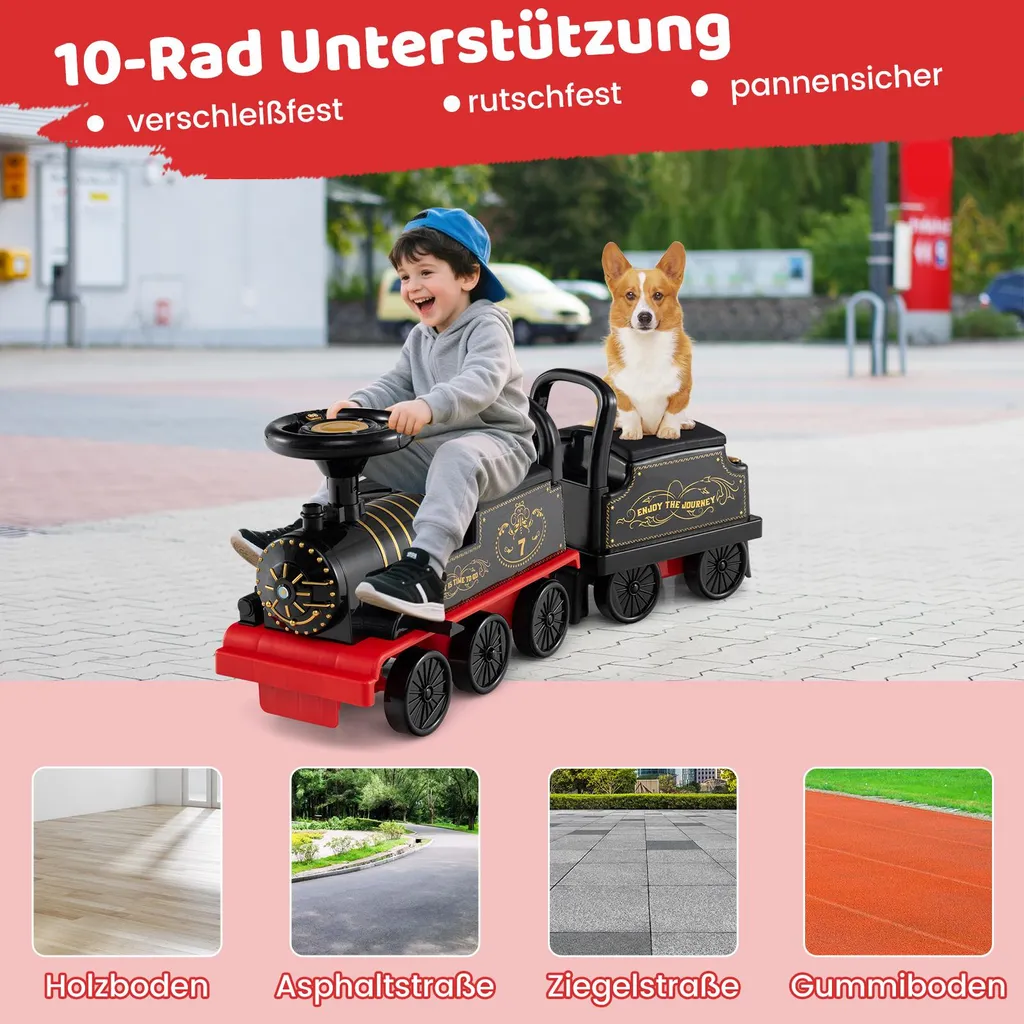 Train électrique 6V avec wagon de rangement et sons d'animaux interactifs - 8