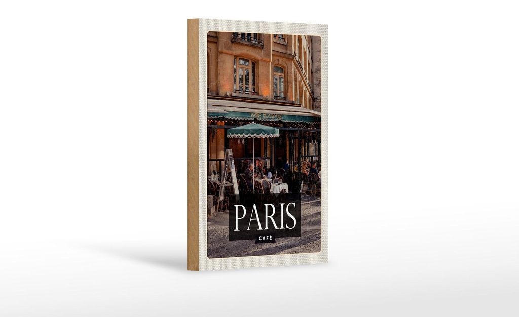 Holzschild Reise 12x18 cm Paris Cafe Restaurant Dekoration Geschenk