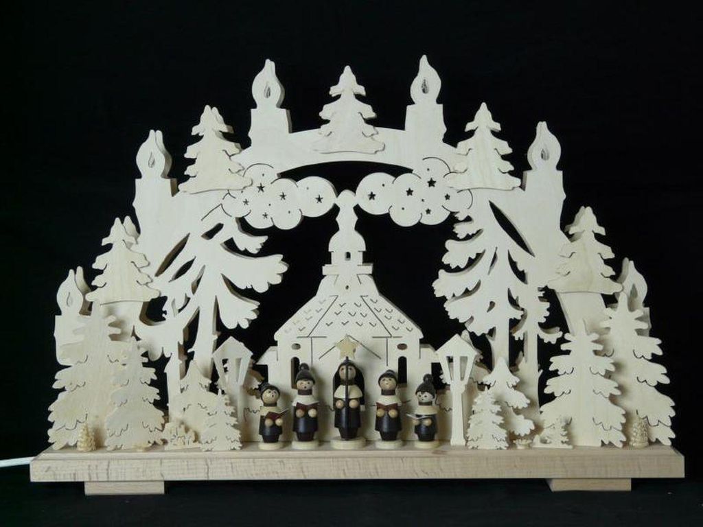 Schwibbogen mit Kurrende Kirche und Beleuchtung BxHxT 50x35x7cm NEU