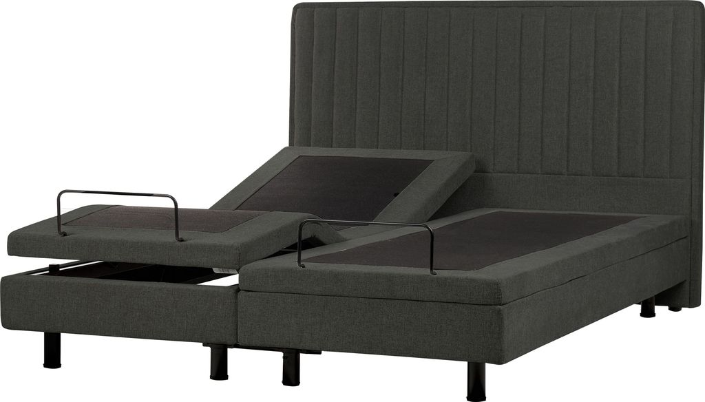 BELIANI Polsterbett Dunkelgrau Stoffbezug Gesteppt 180x200 cm Elektrisch Verstellbar Fernbedienung Hohes Kopfteil Modern Schlafzimmer Doppelbett