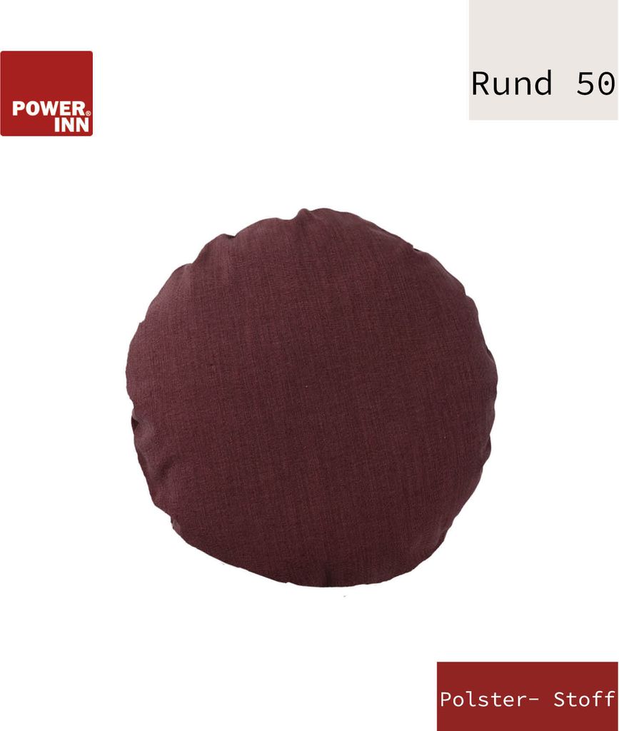 POWER INN Kissenbezug | 50cm Rund | Aubergine | Polsterstoff | Kissenhülle | Waschbar bei 30°C