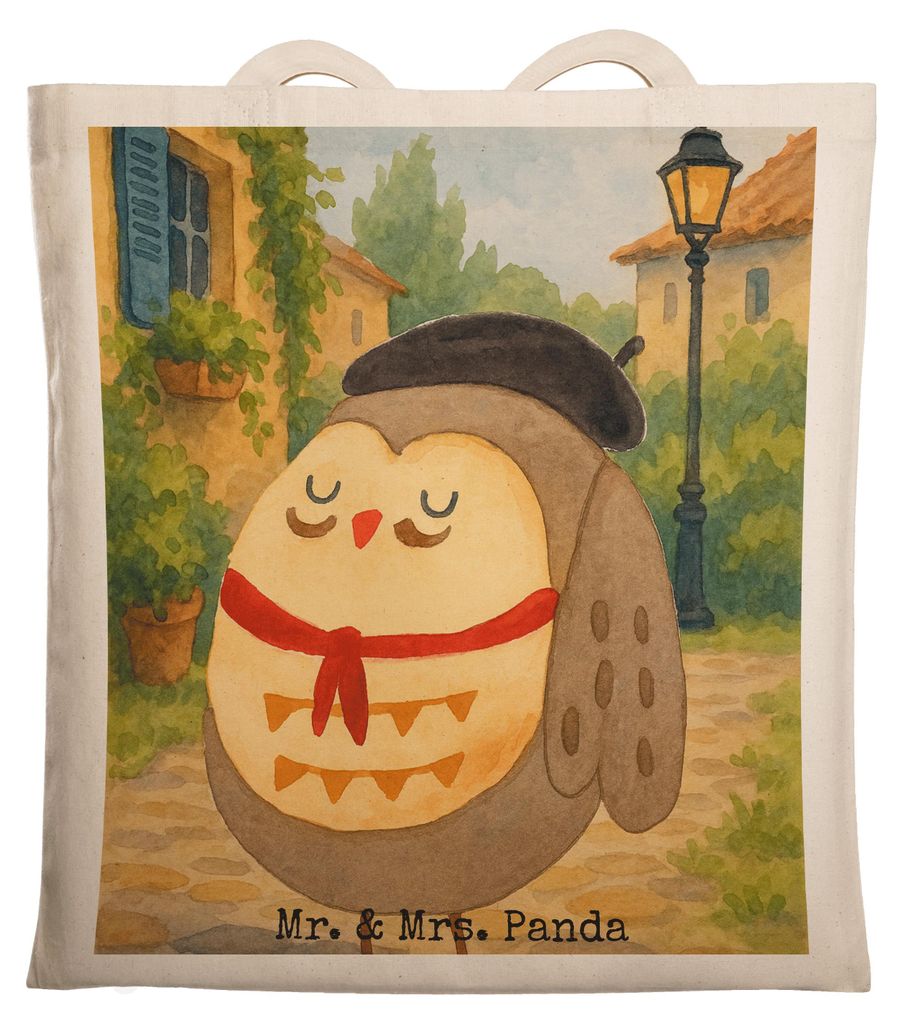 Mr. & Mrs. Panda Schultasche Eule Frankreich Design - Weiß - Geschenk, Stolz, Eulen, La Vie Est Belle, Beutel, Tasche, Tote Bag, Owl, Uni, Laptopt...