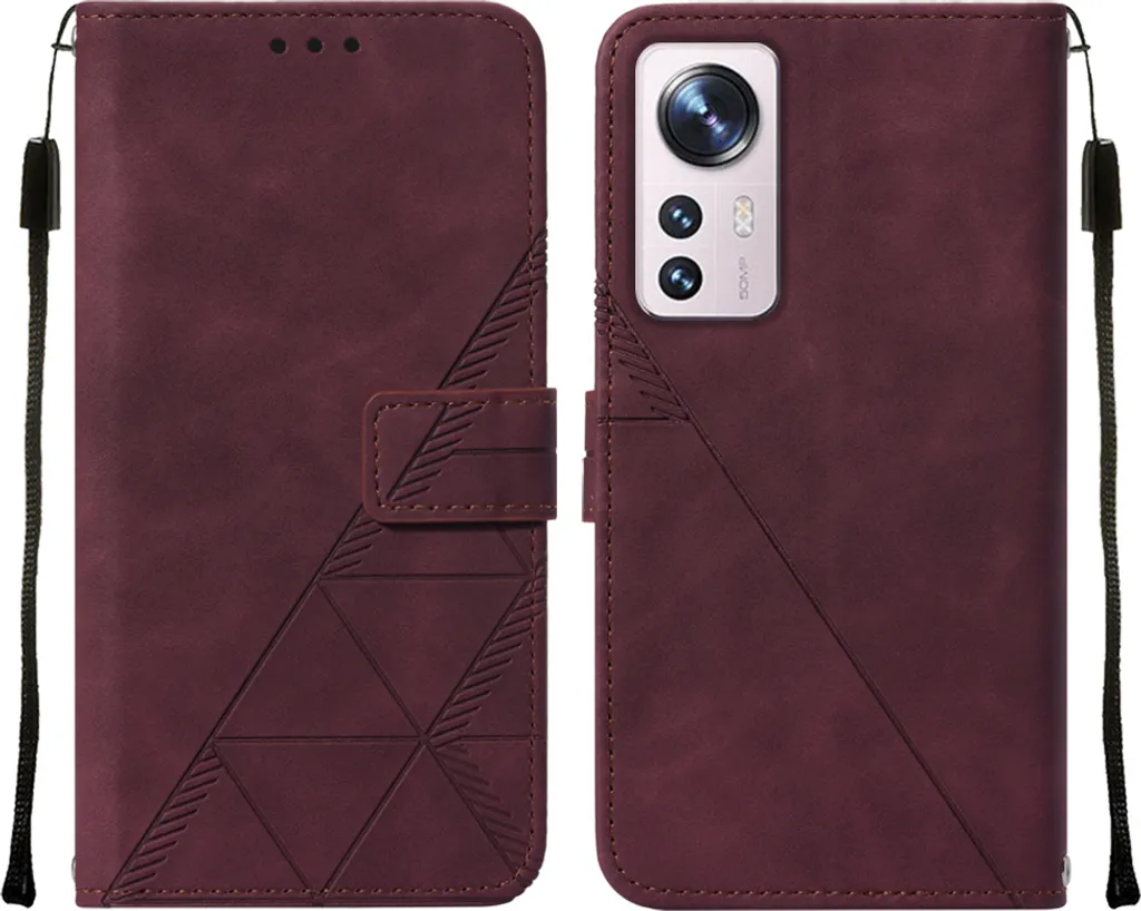Custodia Flip Business Xiaomi 12 12S 12X Pelle Rossa Goffrata